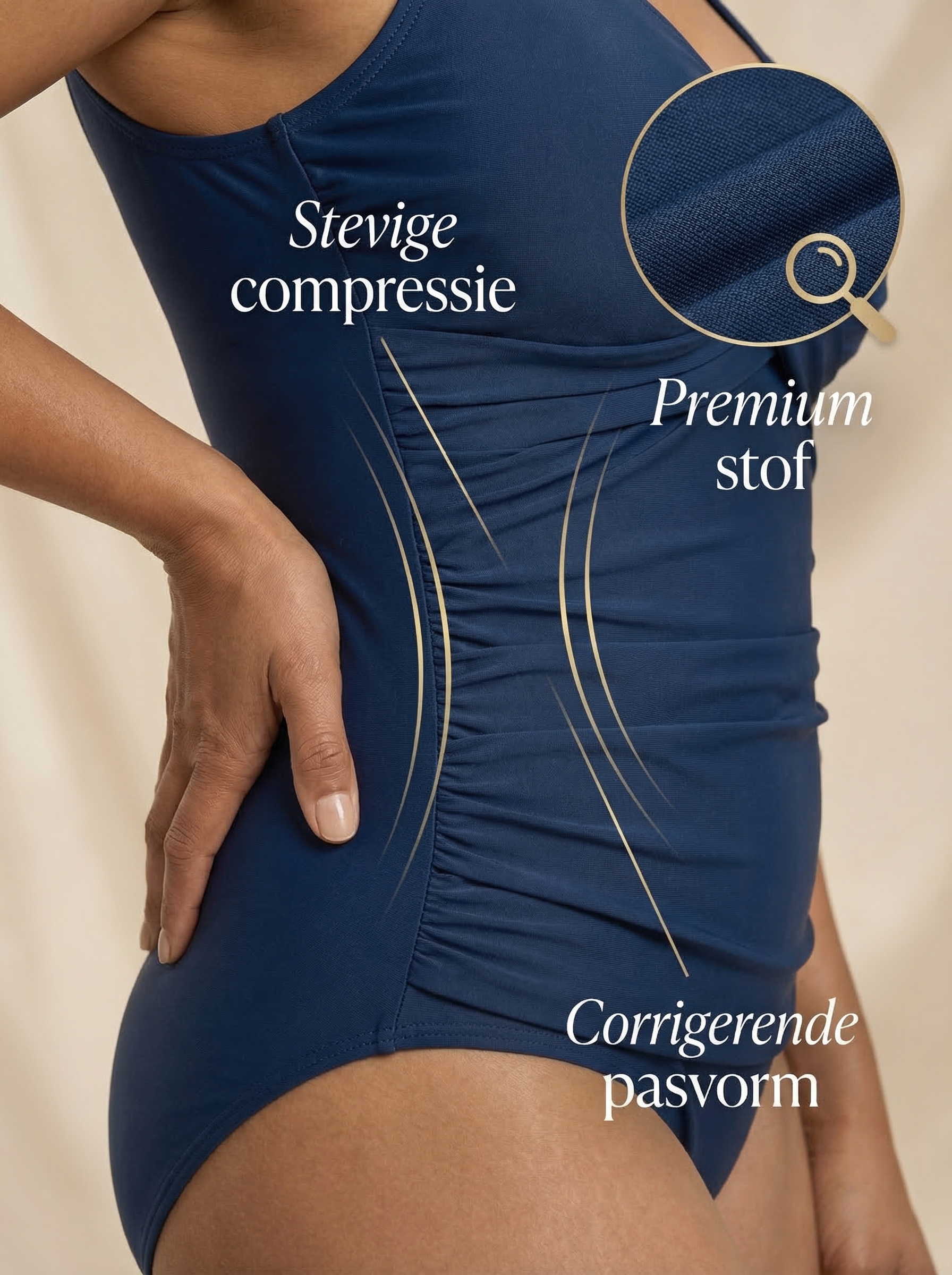 Corrigerend Badpak Dames - Buik Tummy Control - Shaping Zwempak - Blauw