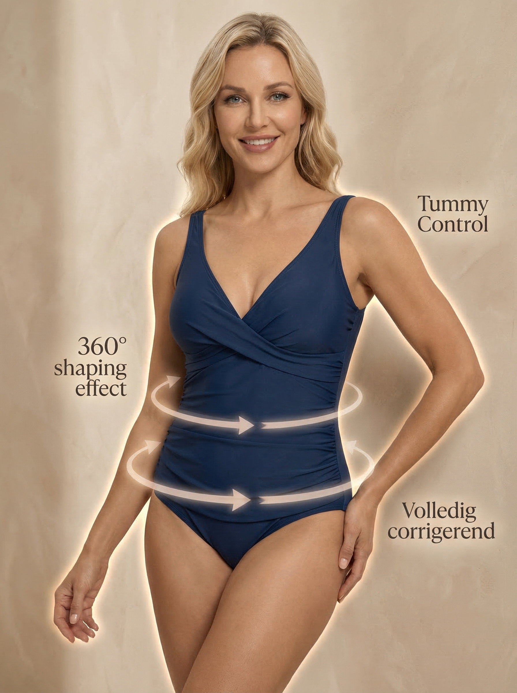 Corrigerend Badpak Dames - Buik Tummy Control - Shaping Zwempak - Blauw