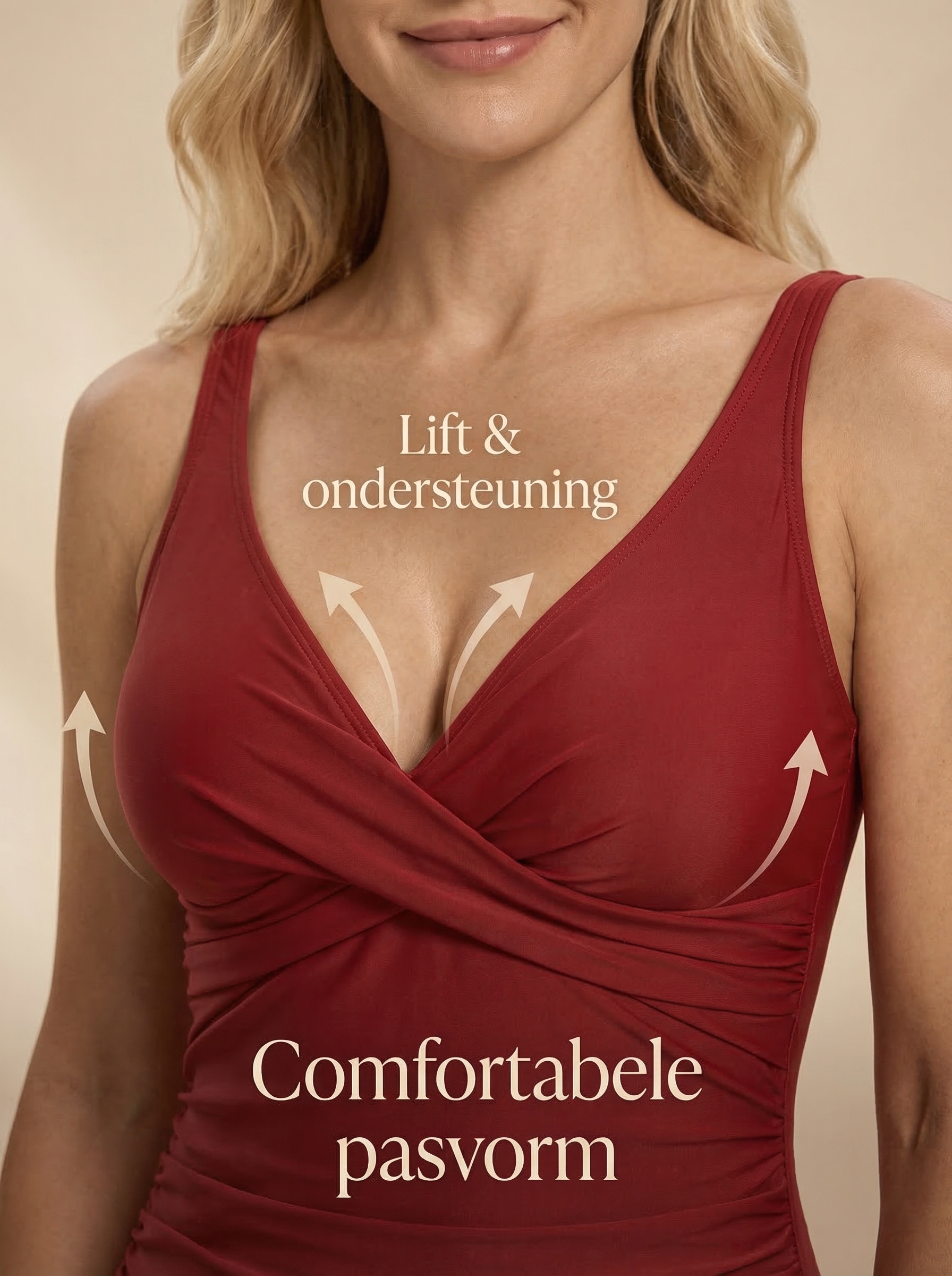 Corrigerend Badpak Dames - Buik Tummy Control - Shaping Zwempak - Rood